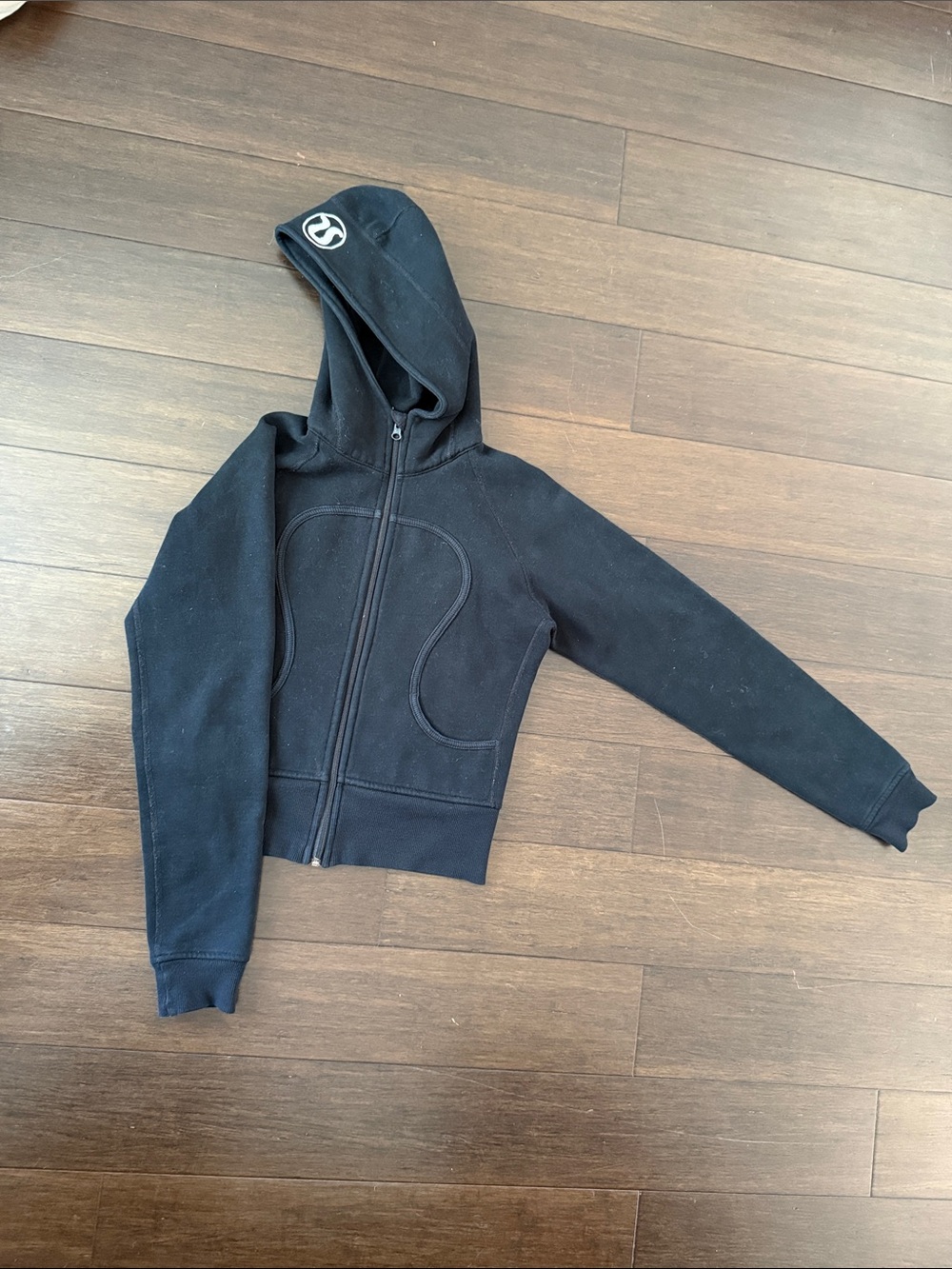 lululemon athletica Kids Black Zip Hoodie with Logo on Hood